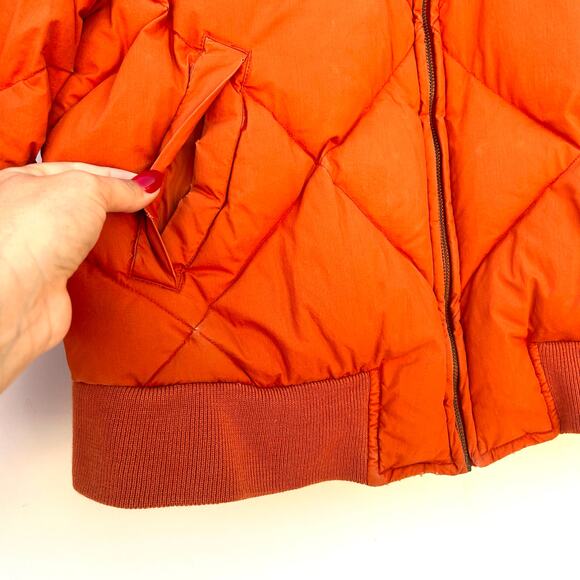 Vintage Men’s Ralph Lauren Quilted Bomber Puffer Jacket Orange Medium Large - Picture 7 of 11